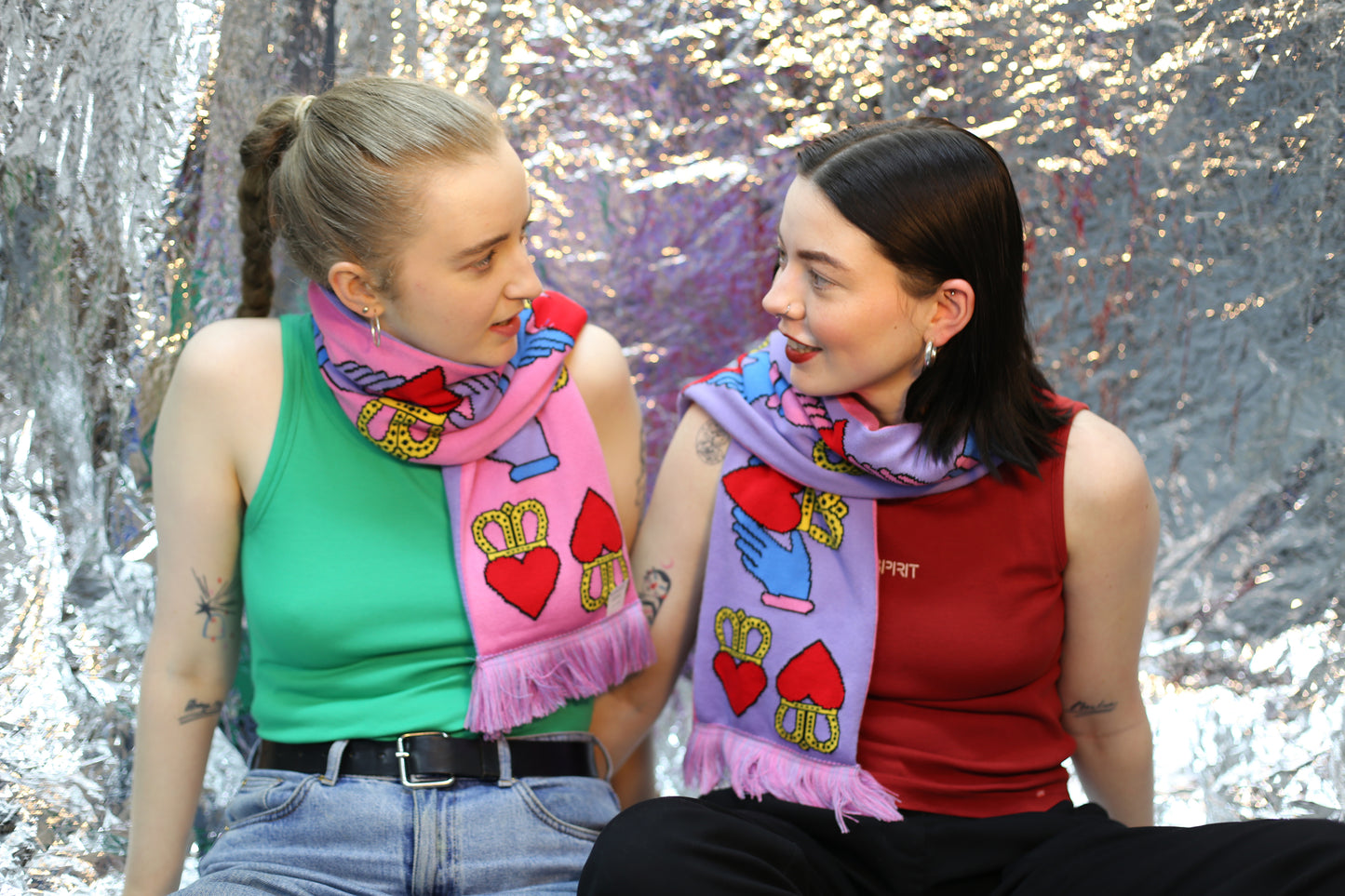 Pink & Purple Claddagh Scarf